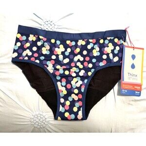 Thinx BTWN Teen 13-14 Confetti Navy Period Underwear Super Absorbent Panties